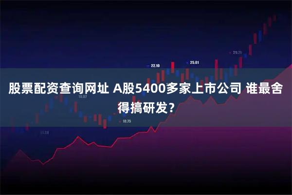 股票配资查询网址 A股5400多家上市公司 谁最舍得搞研发？